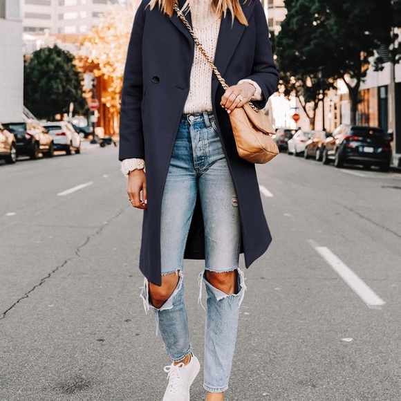 Women's Tan or Navy Coat - Picture 5 of 7